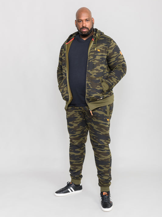 REGENT -D555 Green Camouflage All Over Print Camo Zip Through Hoody