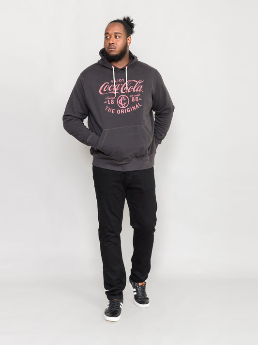 HOUNSLOW -D555 Washed Black Official Licensed Coca- Cola Over Head Printed Hoody