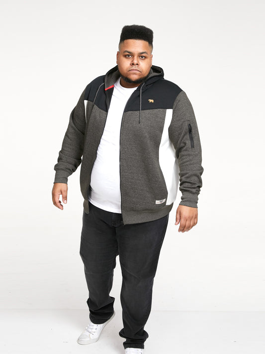 NATHAN -D555 Black/Charcoal Full Zip Hoody with Cut and Sew Detail