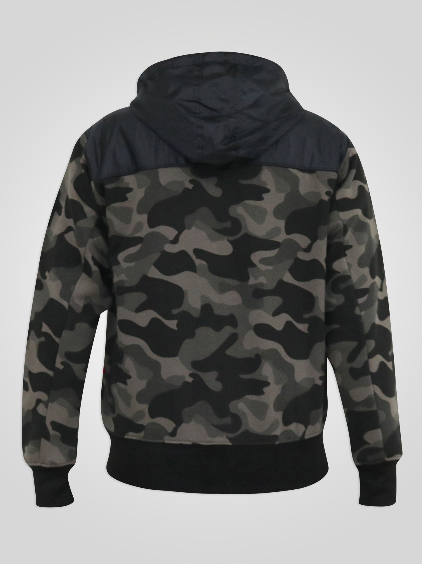 GRENDON -D555 Green Camouflage Print Full Zip Through Hoody with Ripstop Trim