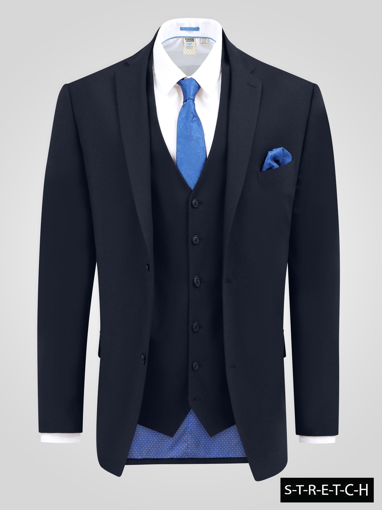 TED -D555 Navy Blue 4 Way Stretch Classic Suit Jacket
