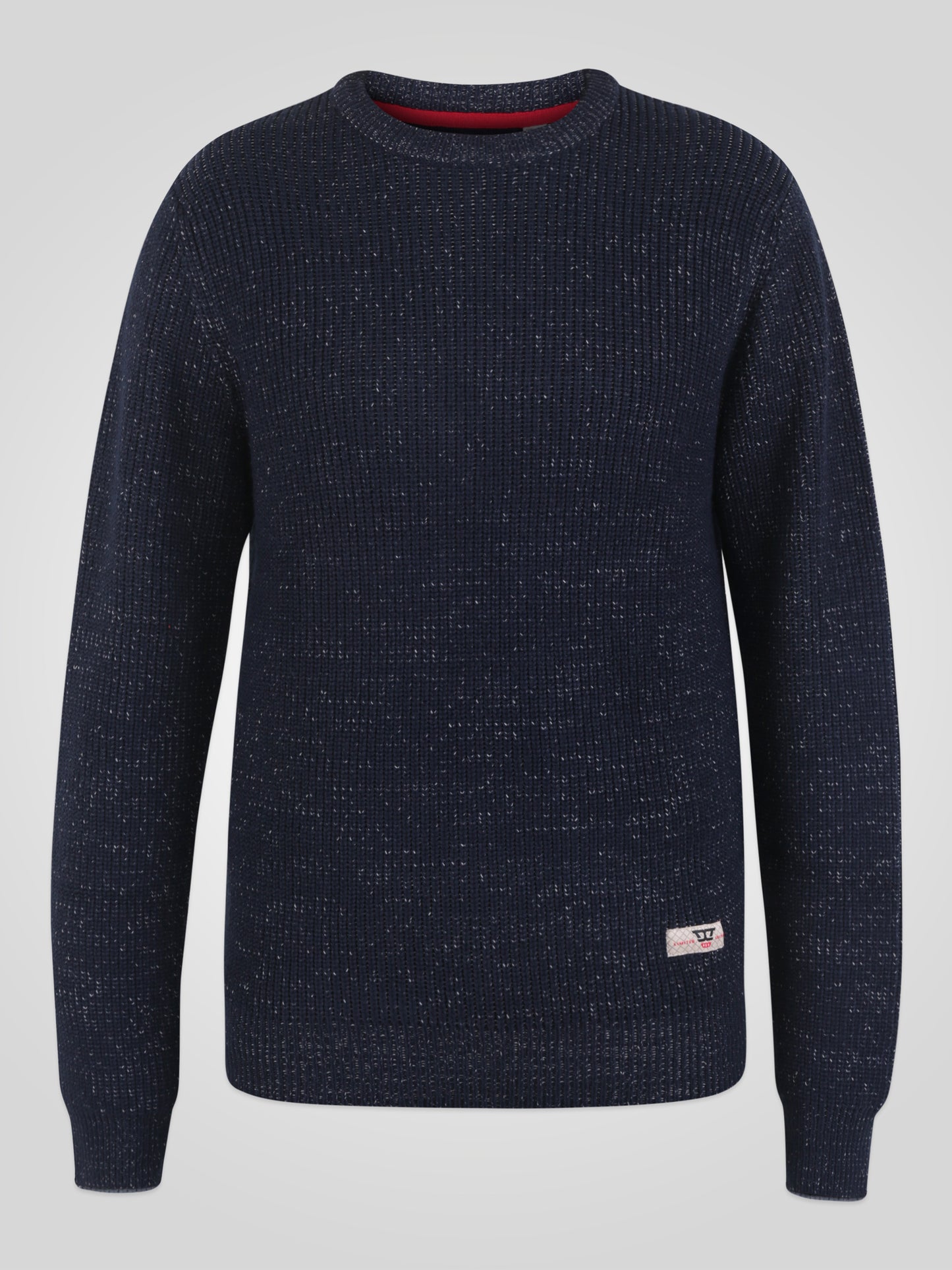 FLOWTON -D555 Navy Blue Twist Ribbed Knit Crew Neck Jumper
