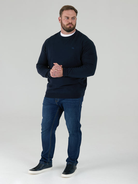 JOVANNI 2 -D555 Navy Blue Classic Crew Neck Sweater