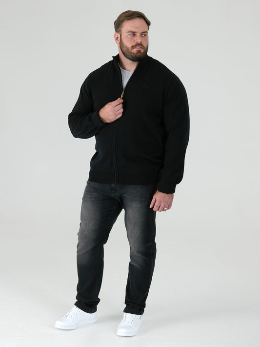 FRANCO 1 -D555 Black Classic Zip Through Knitted Sweater
