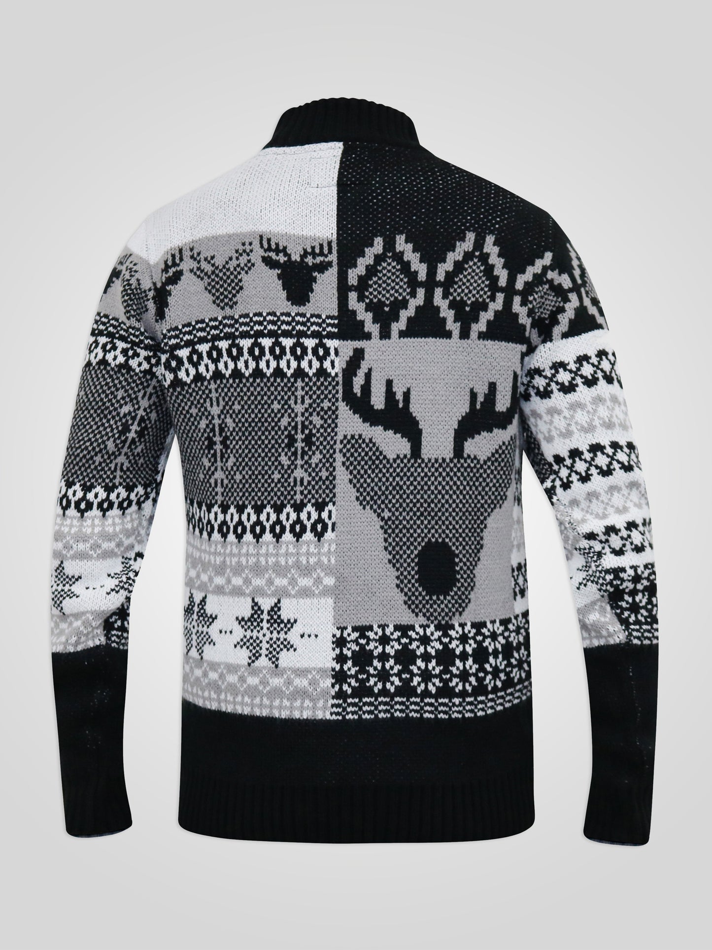 ICICLE -D555 Black 1/4 Zip Neck Stag Xmas Sweater