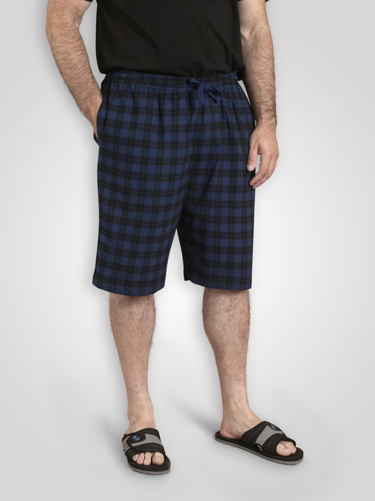 EASTBOURNE -D555 Navy Blue Check Navy Check Loungewear Shorts