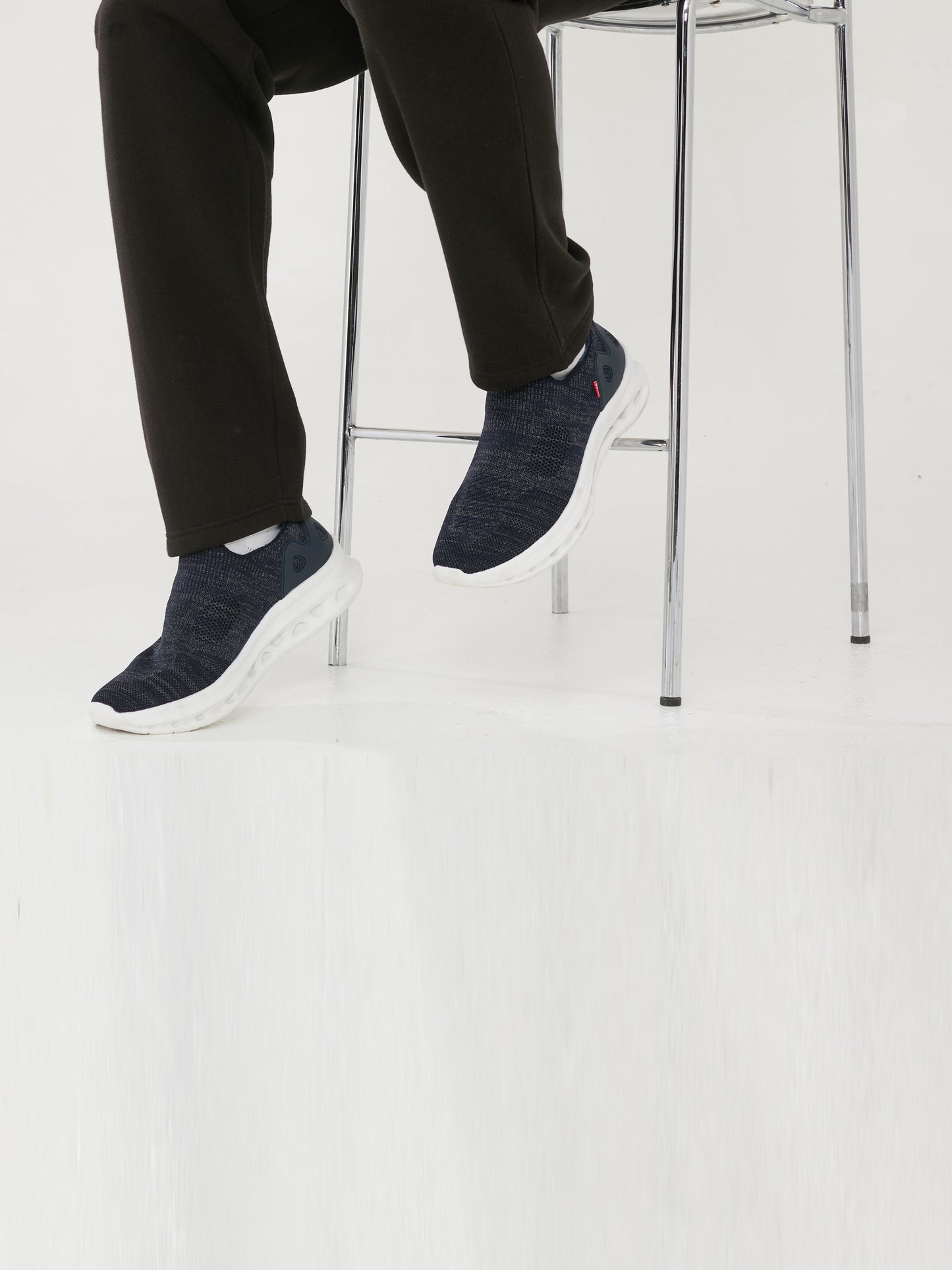 BLYTH 2 -D555 Navy Blue Kingsize Hands Free Shoes with Knitted Top
