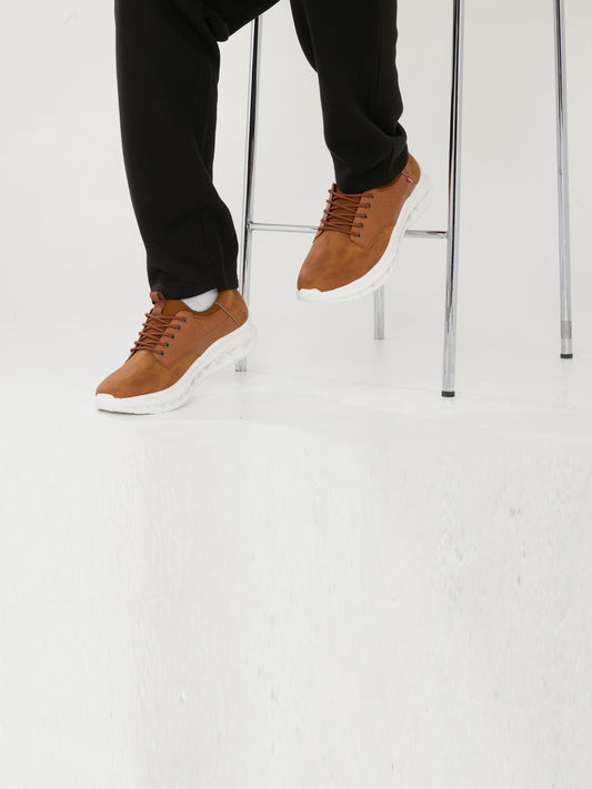 DARTFORD 1 -D555 Tan Brown Kingsize Hands Free Shoes with Pu & Faux Suede Top