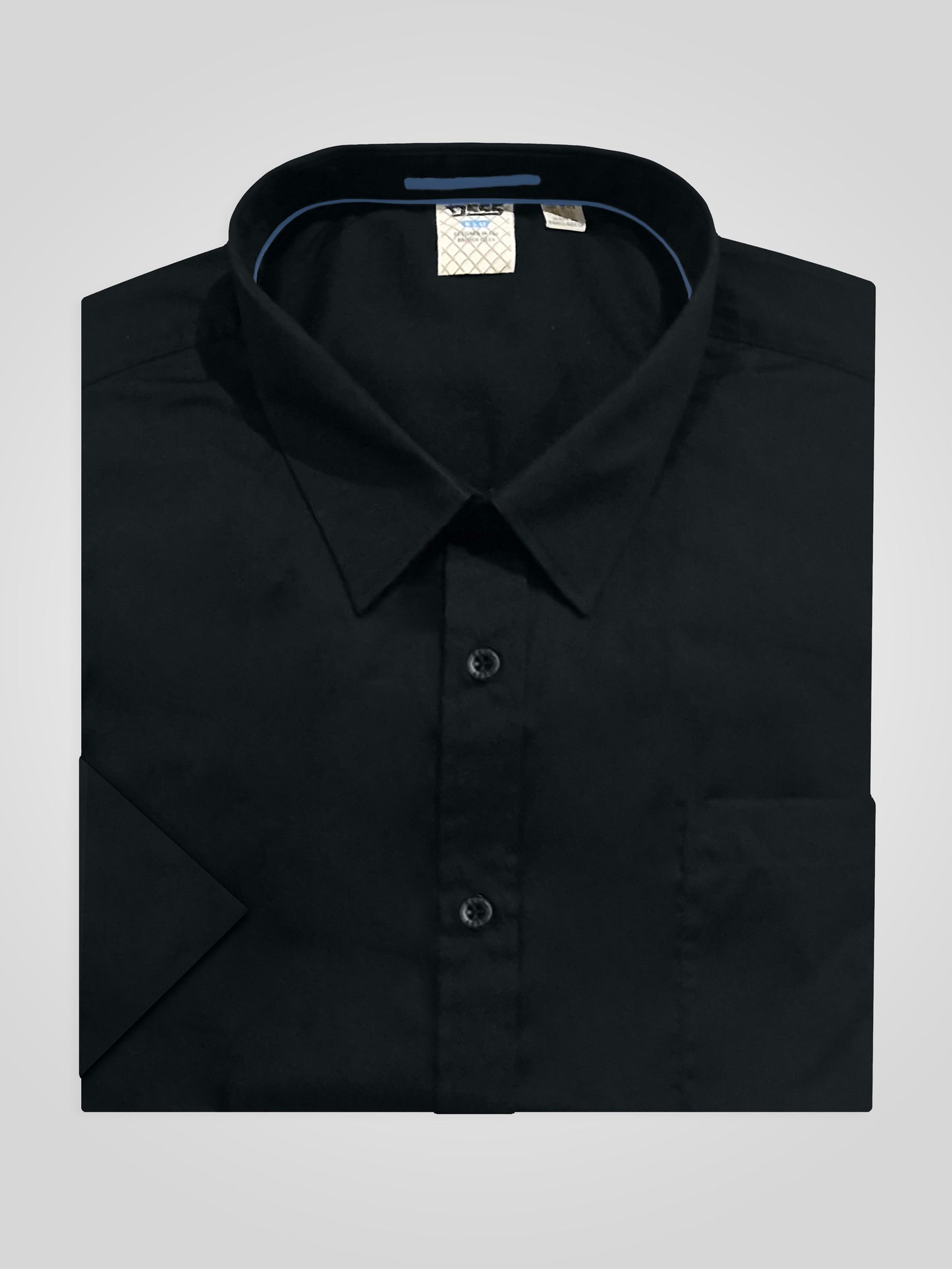 AERON -D555 Black Short Sleeve Easy Iron Classic Regular Shirt with Pocket