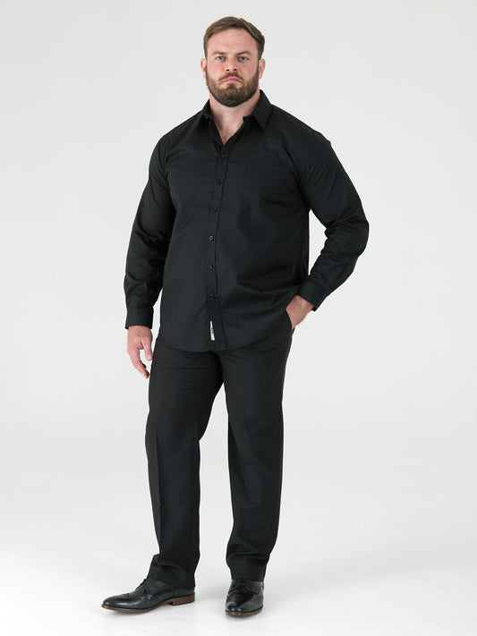 CORBIN -D555 Black Long Sleeve Easy Iron Classic Regular Shirt with Pocket