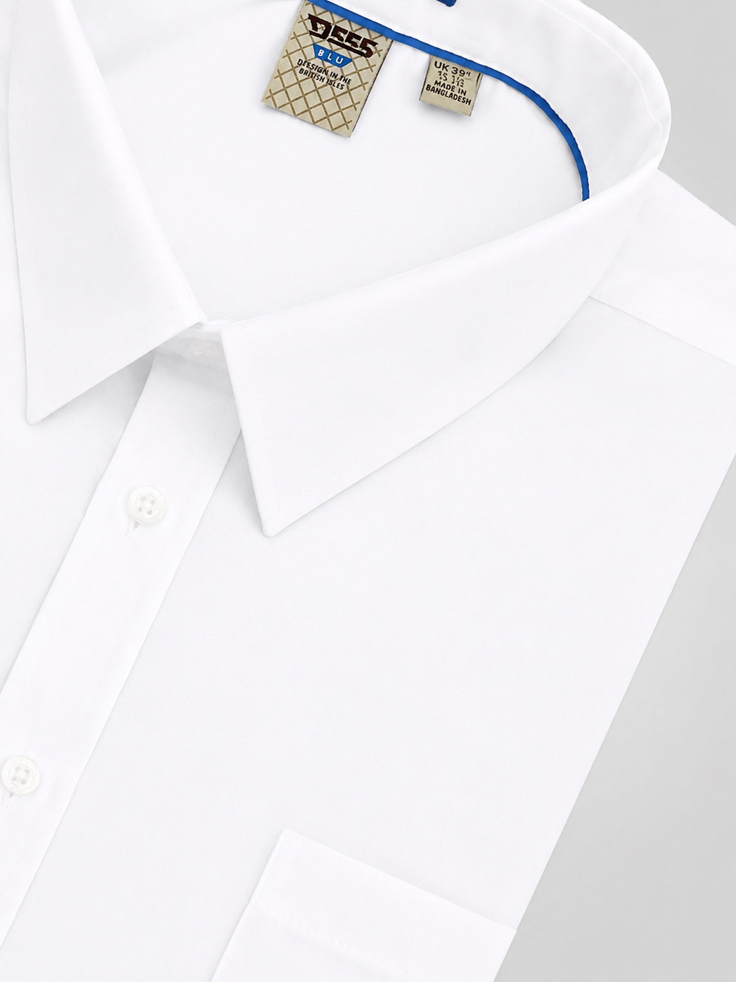 DELMAR -D555 White Short Sleeve Easy Iron Classic Regular Shirt with Pocket