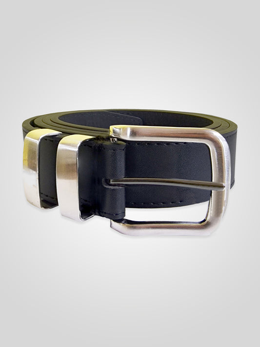 NOAH -D555 Black Double Metal Loop Fashion Belt 3.8Cm Width