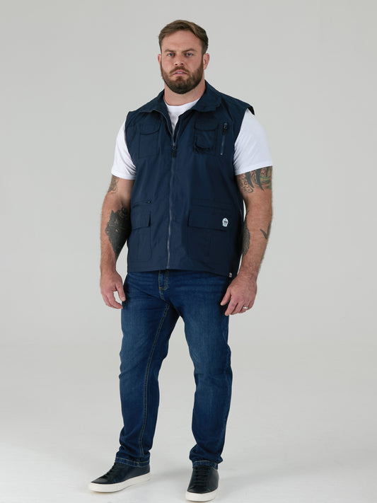 ENZO -D555 Navy Blue Multi Pocket Waistcoat