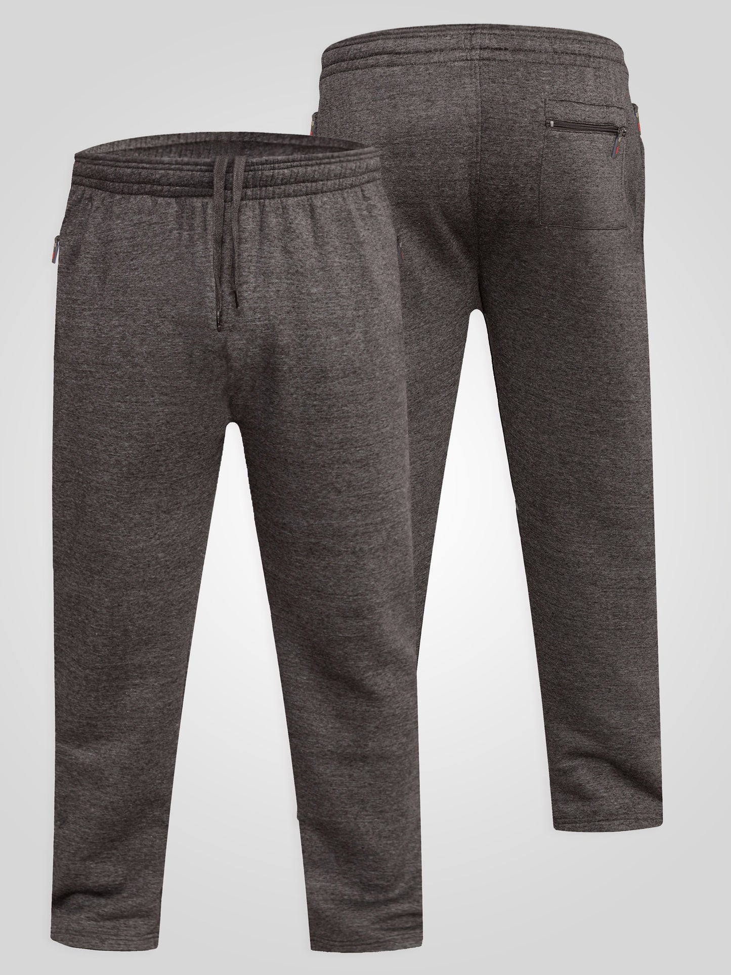 ALBERT -D555 Grey Jogging Bottom with Open Hem and Zipper Pockets