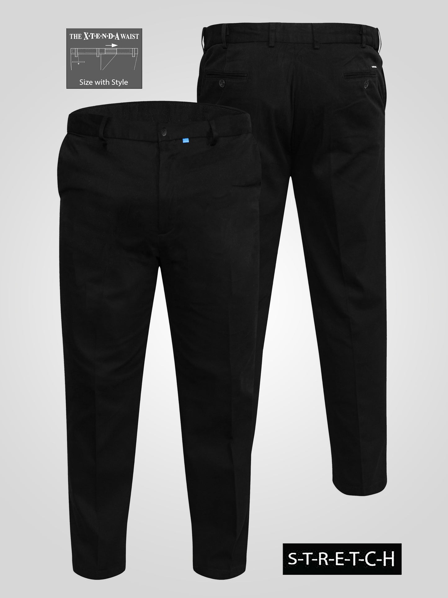 BRUNO -D555 Black Stretch Chino Pant with Xtenda Waist