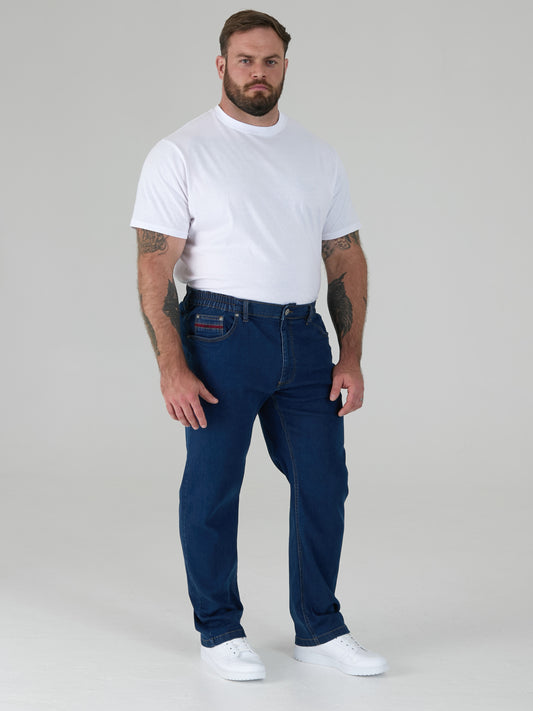 BAILEY -DUKE Blue Stonewash Relaxed Comfort Stretch Jeans with Elasticated Waist