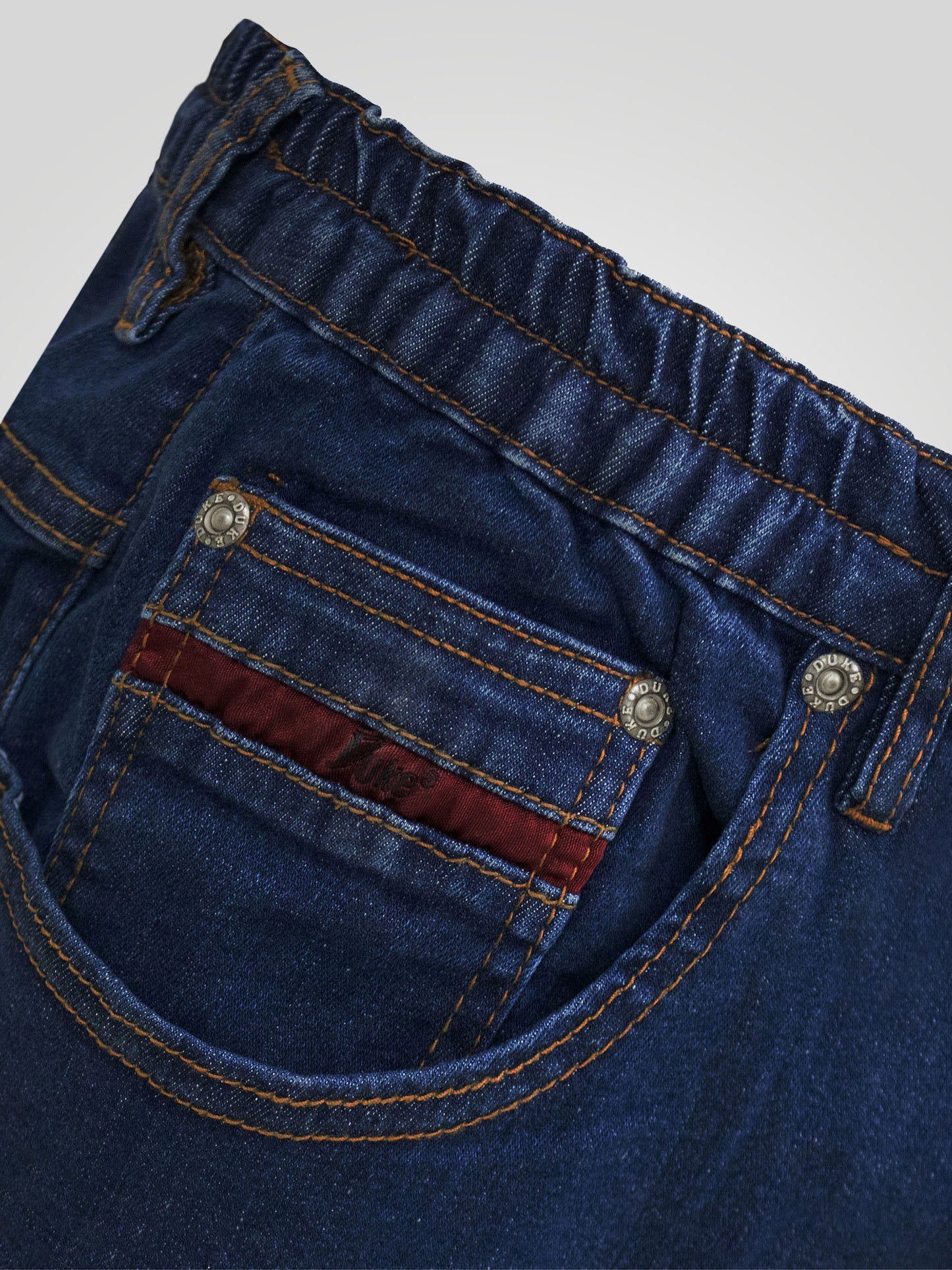 BAILEY -DUKE Blue Stonewash Relaxed Comfort Stretch Jeans with Elasticated Waist