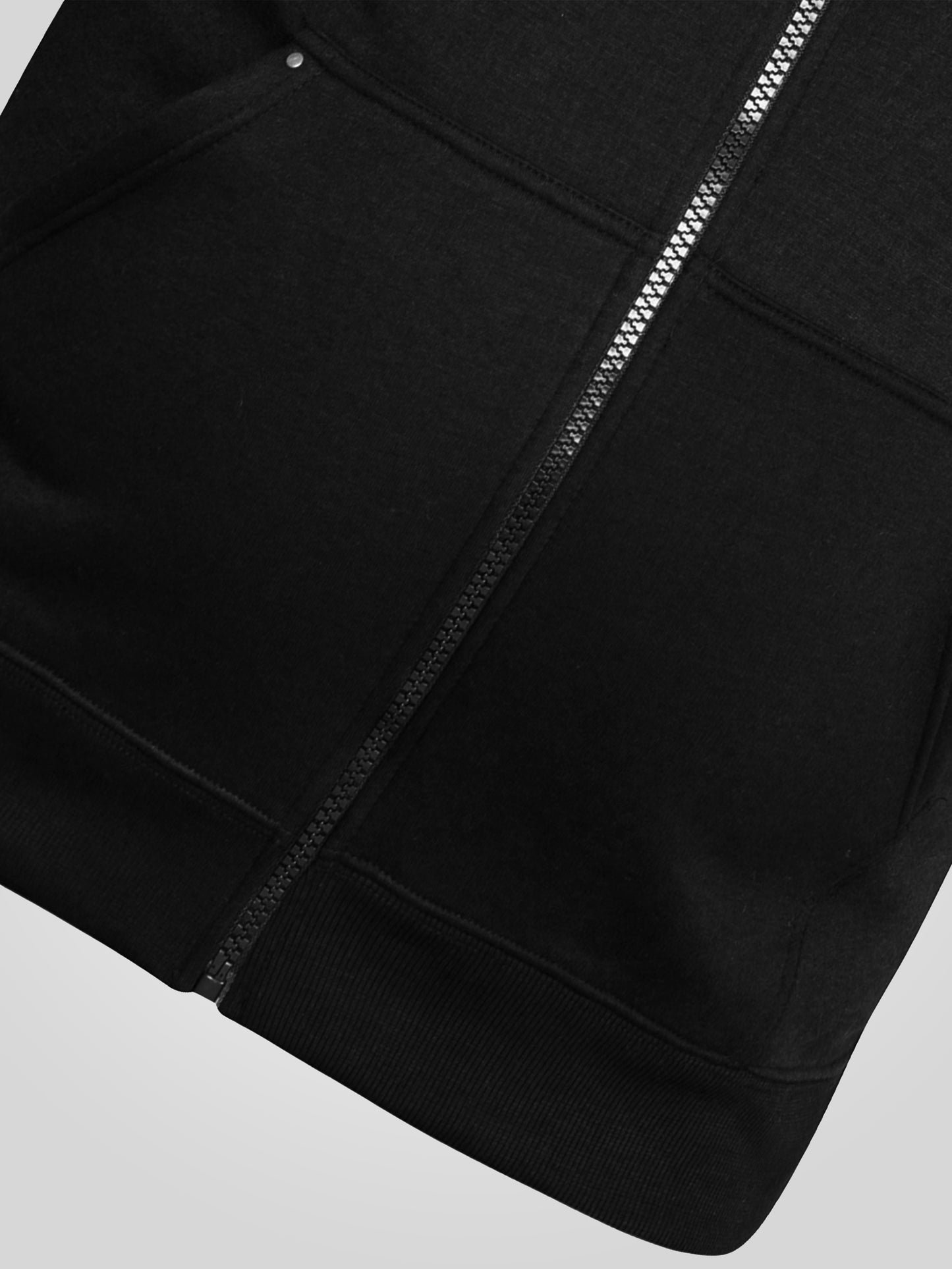 CANTOR-D555 Black Heavy Weight Zip Through Hooded Sweatshirt