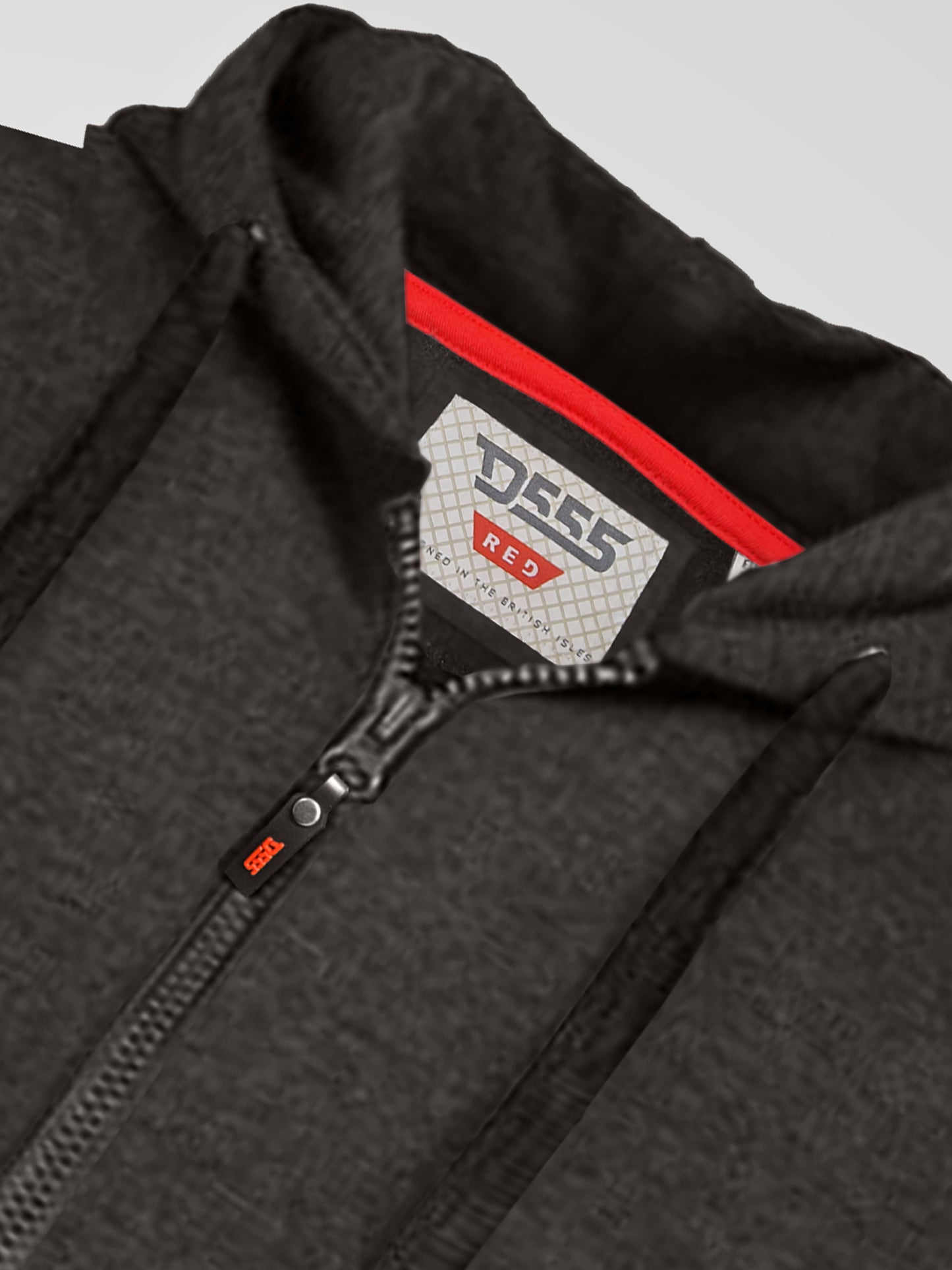 CANTOR-D555 Grey Heavy Weight Zip Through Hooded Sweatshirt