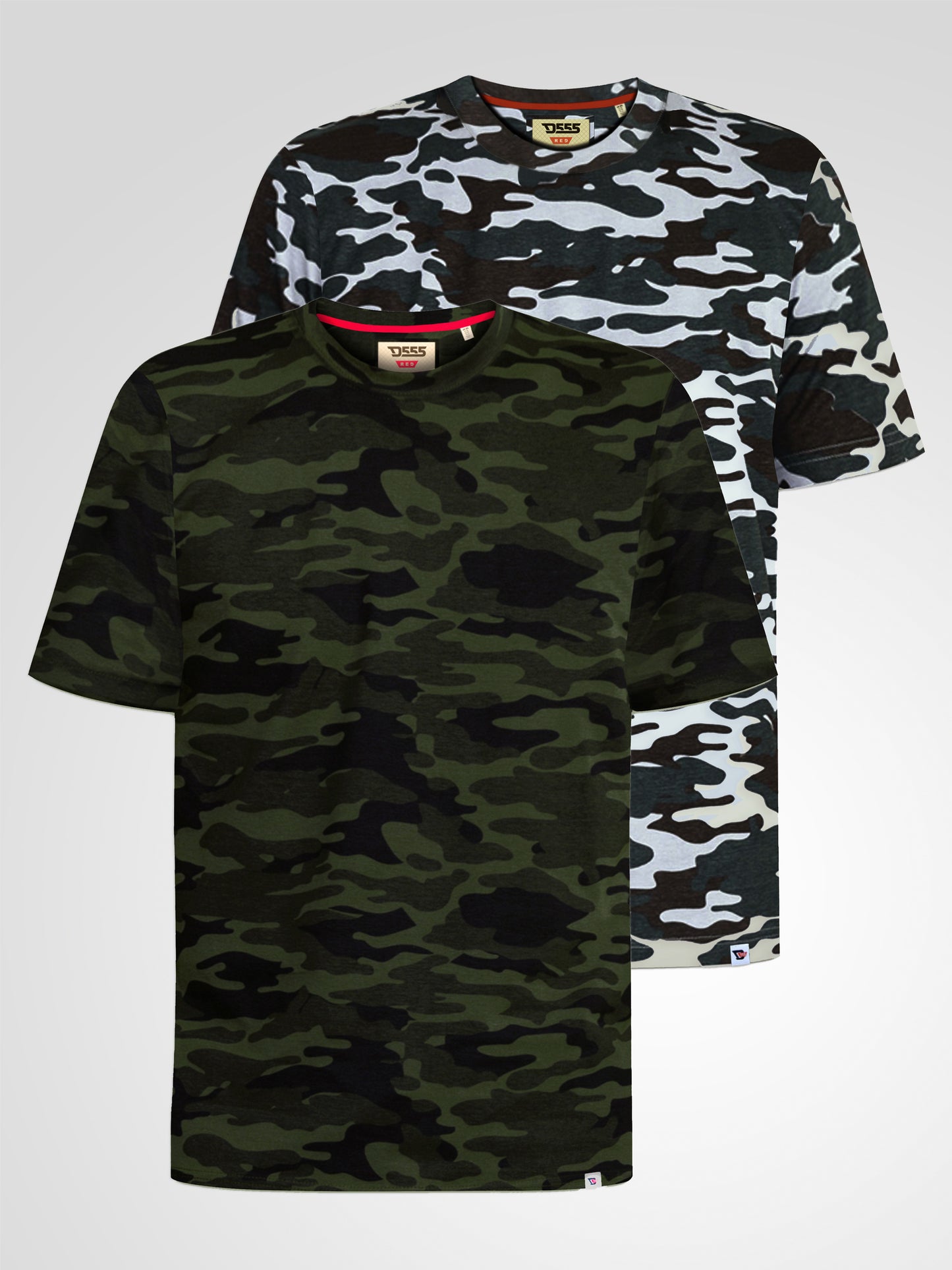 GASTON -D555 Green Camouflage Print Crew Neck T-Shirt