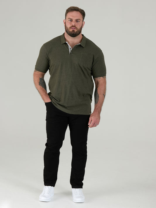 GRANT -D555 Khaki Green Combed Pique Polo Shirt with Pocket