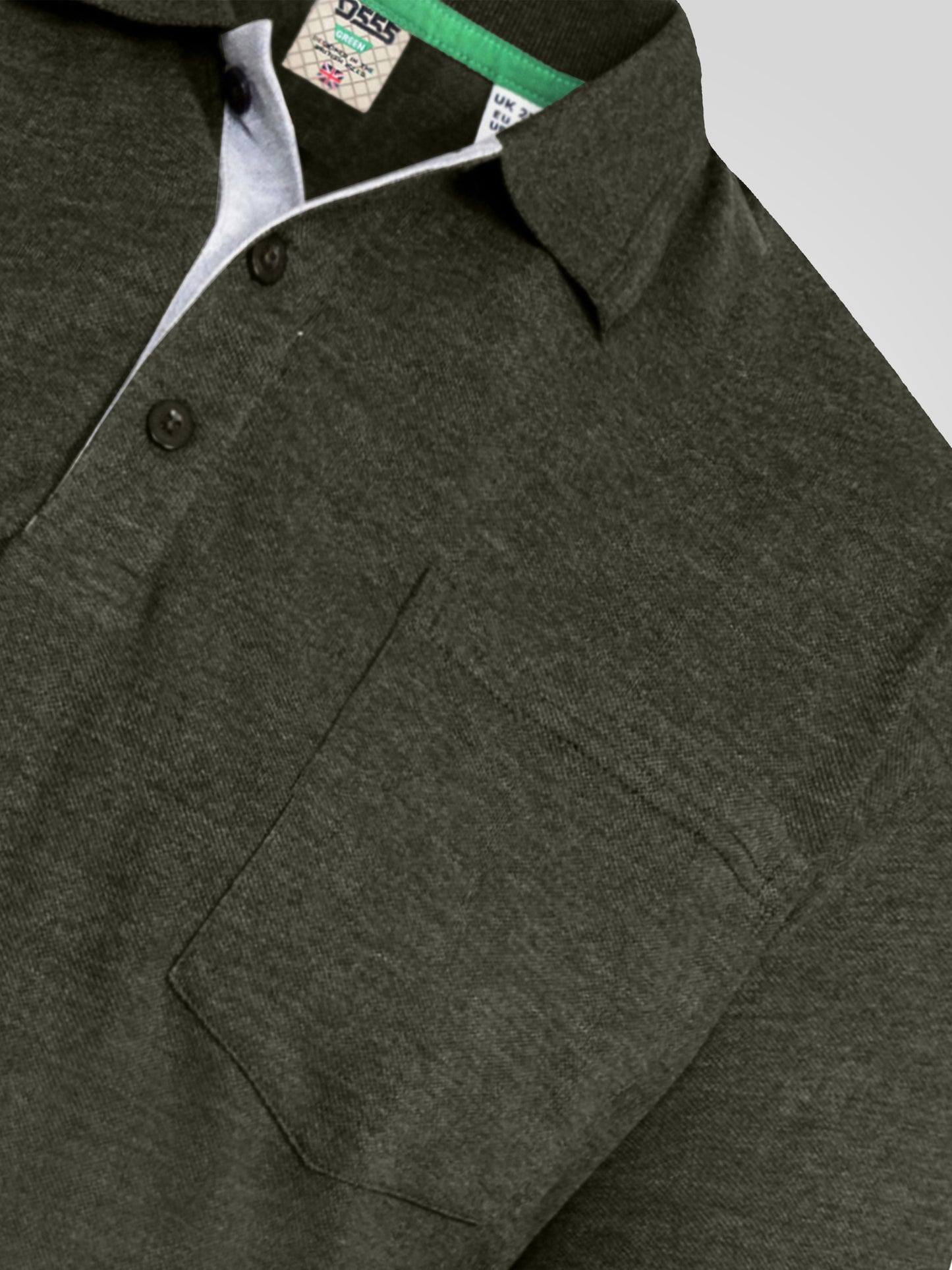 GRANT -D555 Khaki Green Combed Pique Polo Shirt with Pocket
