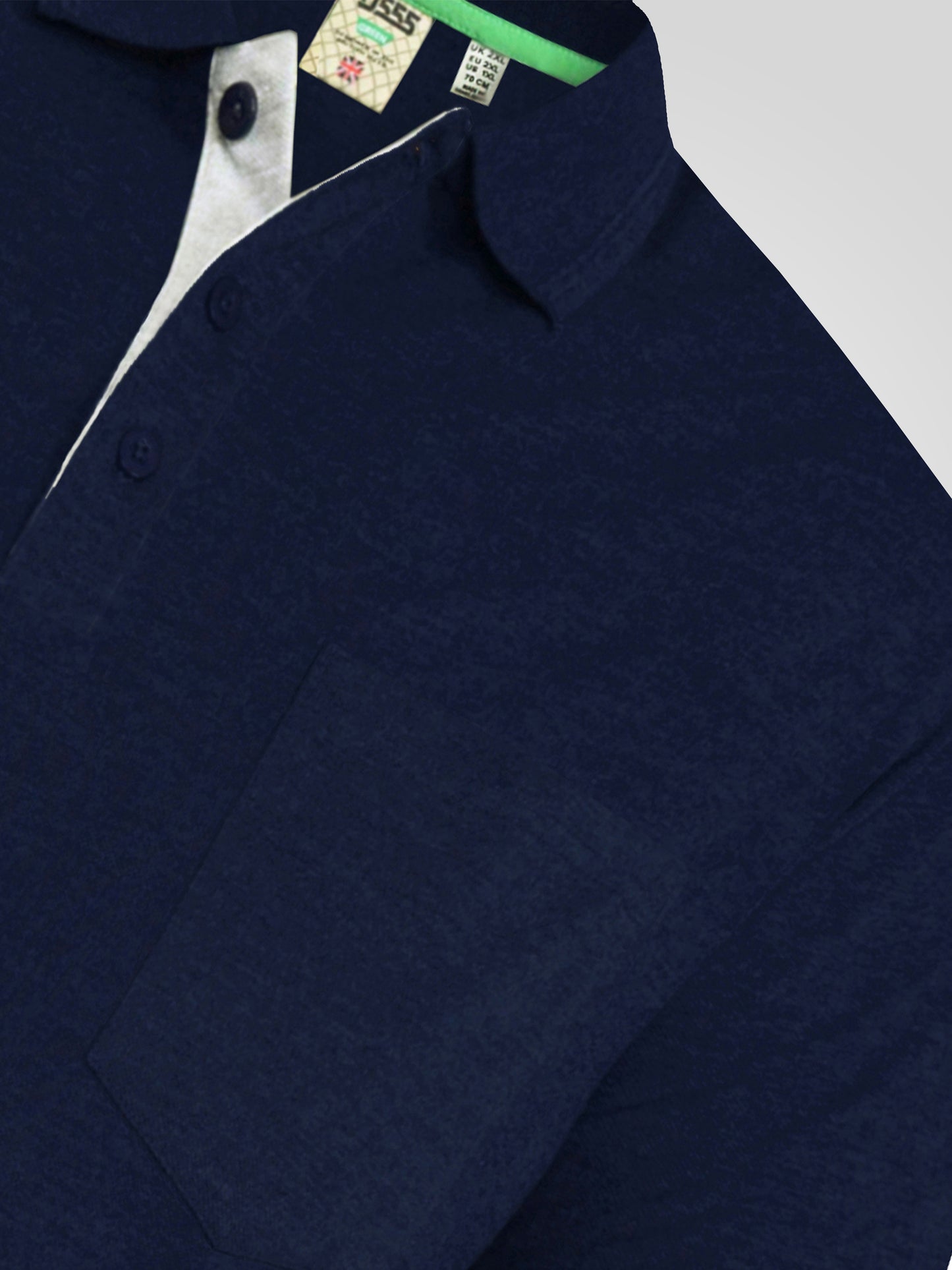 GRANT -D555 Navy Blue Combed Pique Polo Shirt with Pocket