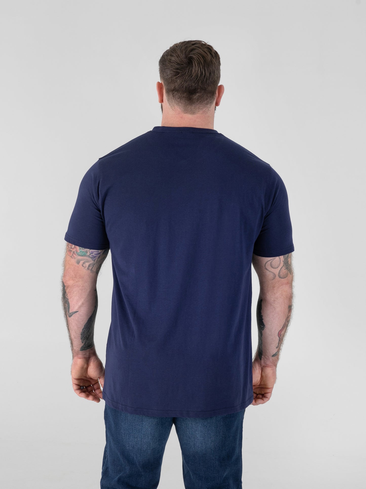 SIGNATURE -D555 Navy Blue Premium Weight Combed Cotton V Neck T-Shirt