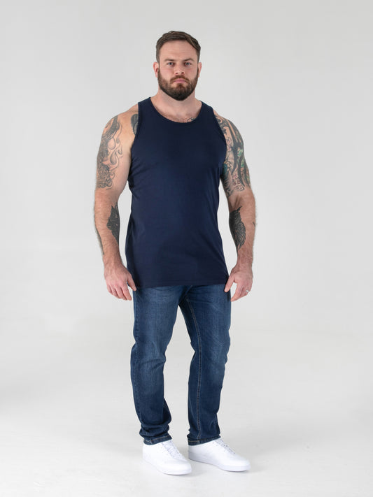 FABIO -D555 Navy Blue Classic Muscle Vest