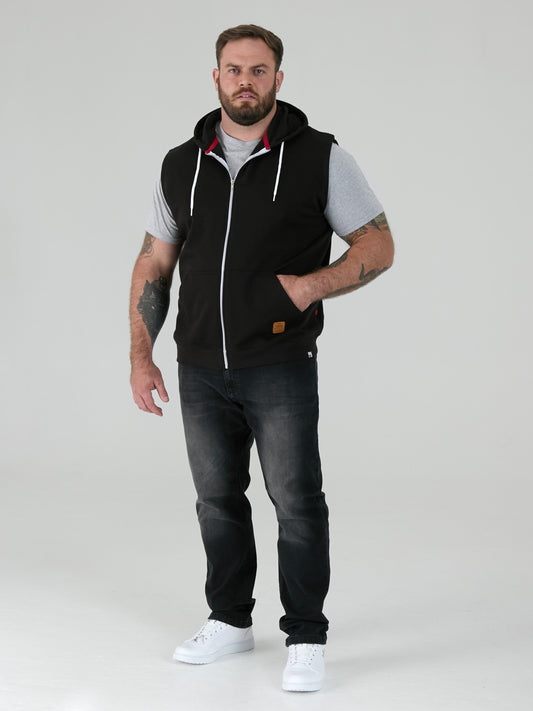 BLAKE-D555 Black Sleeveless Fleece Hoody