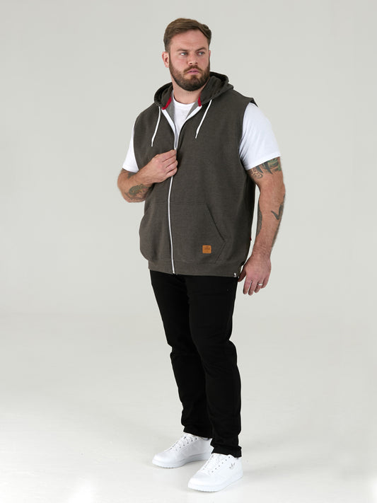 BLAKE-D555 Charcoal Sleeveless Fleece Hoody