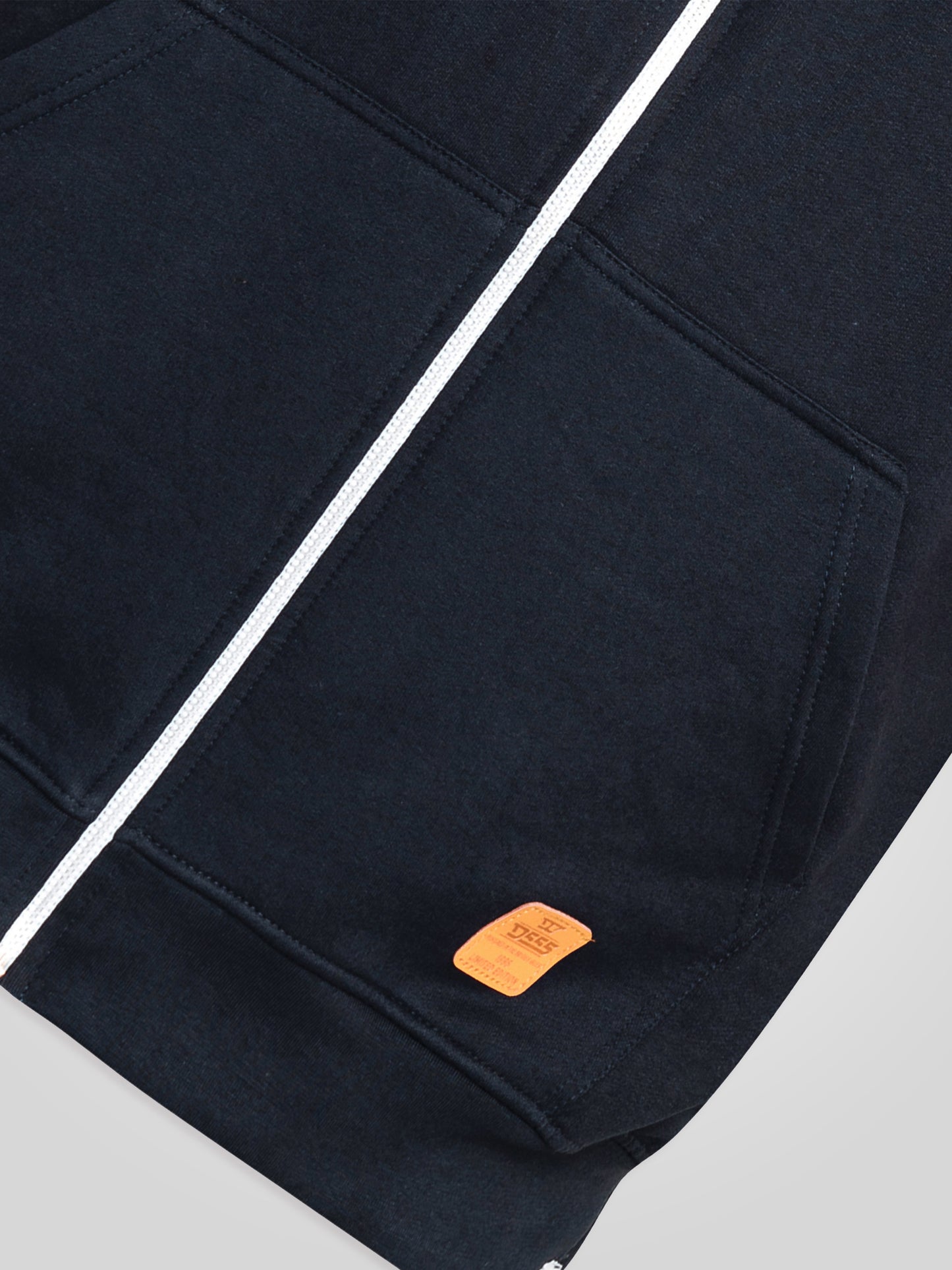 BLAKE-D555 Navy Blue Sleeveless Fleece Hoody