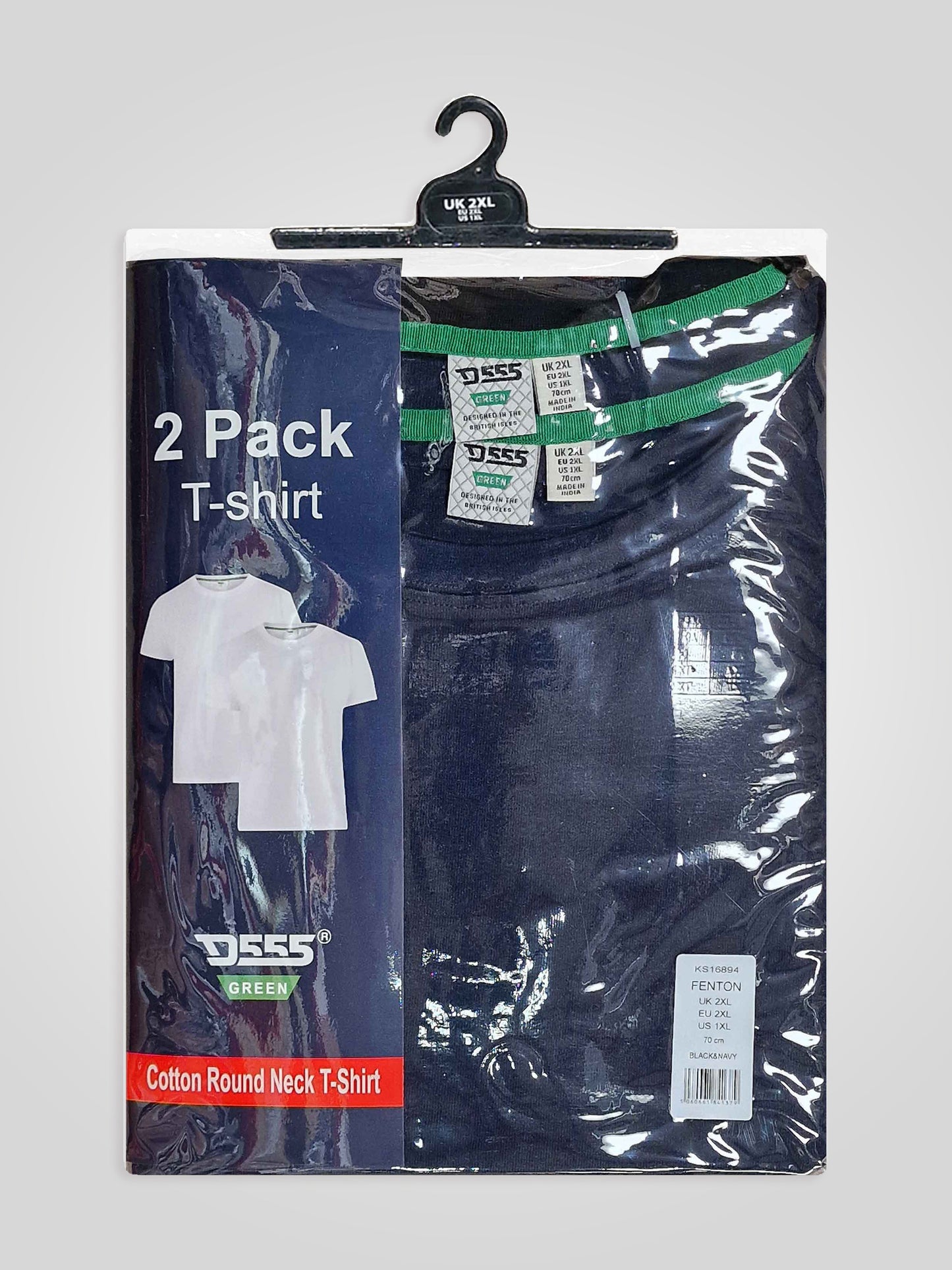 FENTON -D555 Black/Navy Pack Of 2 Crew Neck T-Shirt