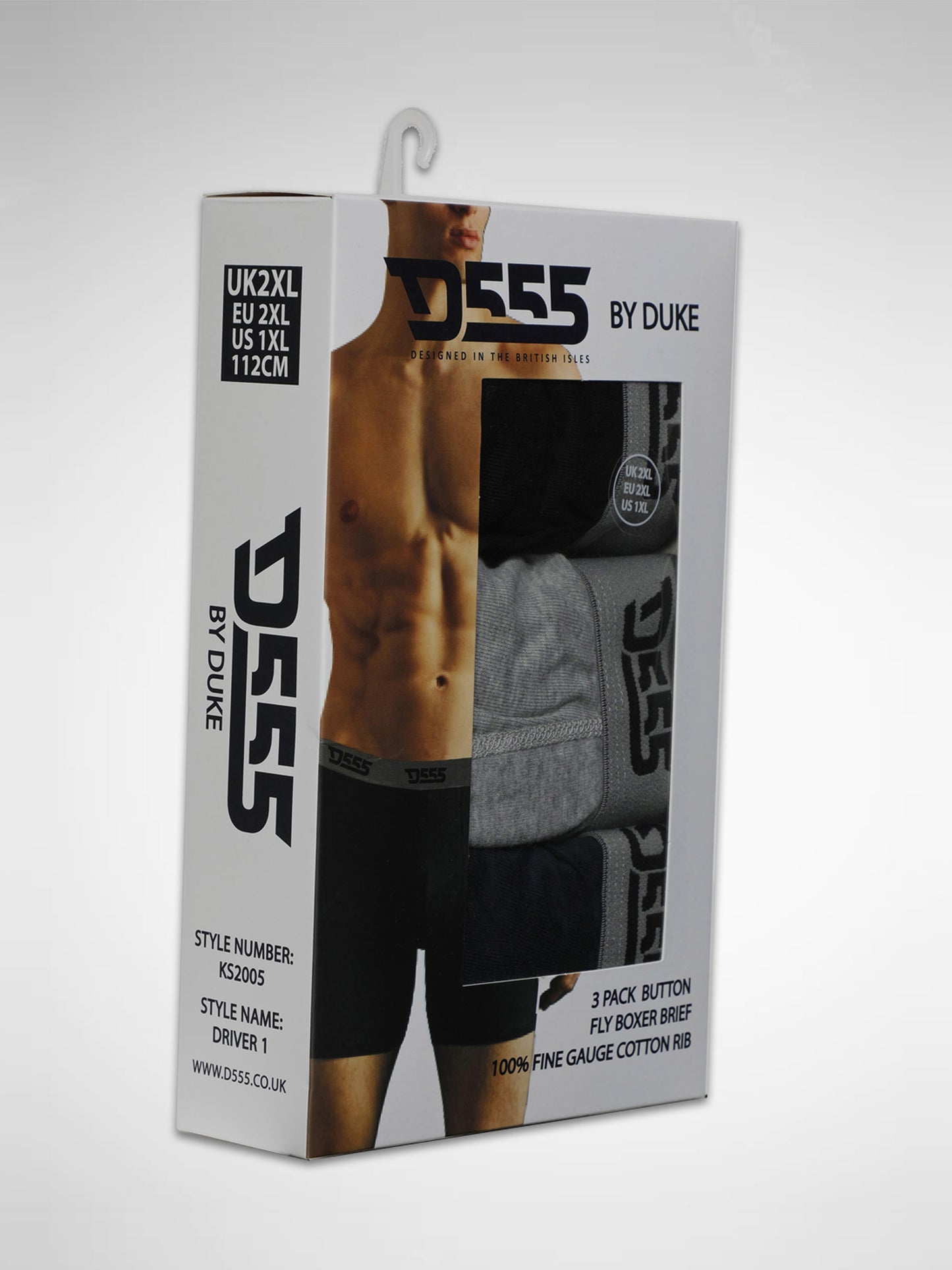 DRIVER 1 -D555 Black/Grey/Navy Pack Of 3 Cotton Boxer Short