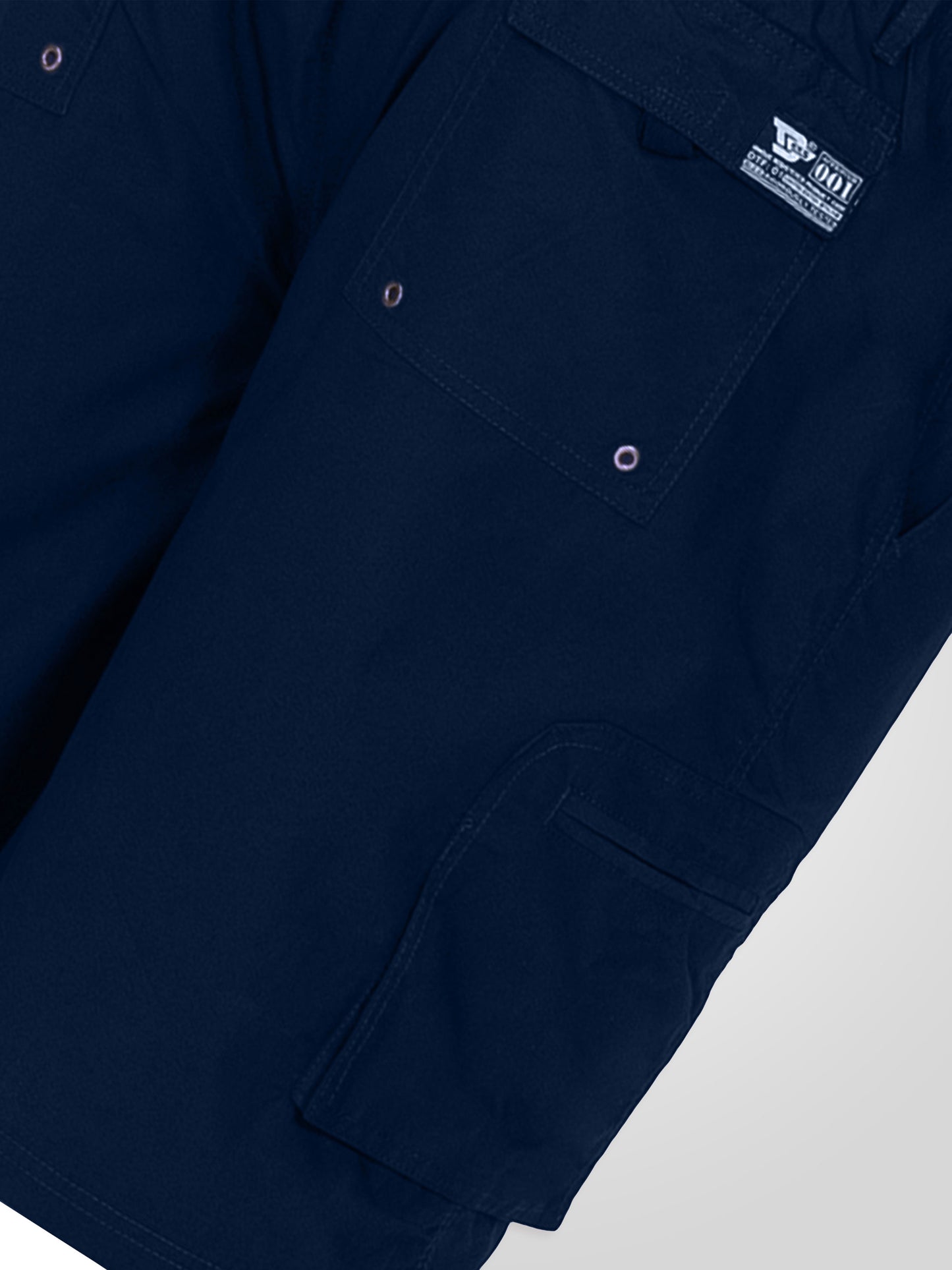 NICK -D555 Navy Blue Cargo Short with Shaped Leg Pockets