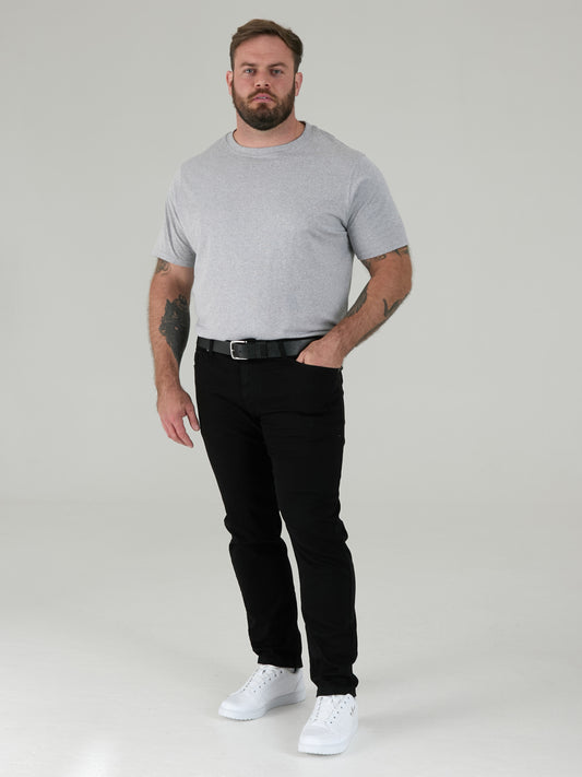 GAVIN-D555 Black Hand Crafted Real Leather Hide Belt 3.7 Cm Width
