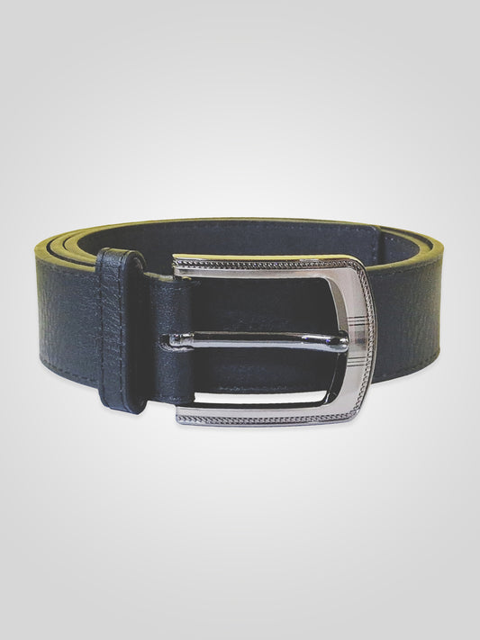 SAMUEL -D555 Black Large Buckle Bonded Leather Belt 3.9Cm Width