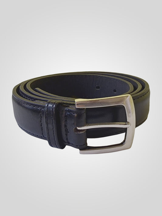 LEWIS -D555 Black Square Buckle Plain Belt 2.9Cm Width