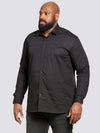 MICHAEL -D555 Black Couture Long Sleeve Stretch Shirt with Taping On Sleeves