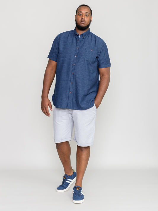 STRATFORD 2 -D555 Navy Blue Short Sleeve Button Down Shirt