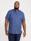 HACKFORD -D555 Navy Blue Surf Board Ed Button Down Collar Short Sleeve Shirt