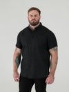 JAMES -D555 Black Classic Oxford Short Sleeve Button Down Shirt with Pocket