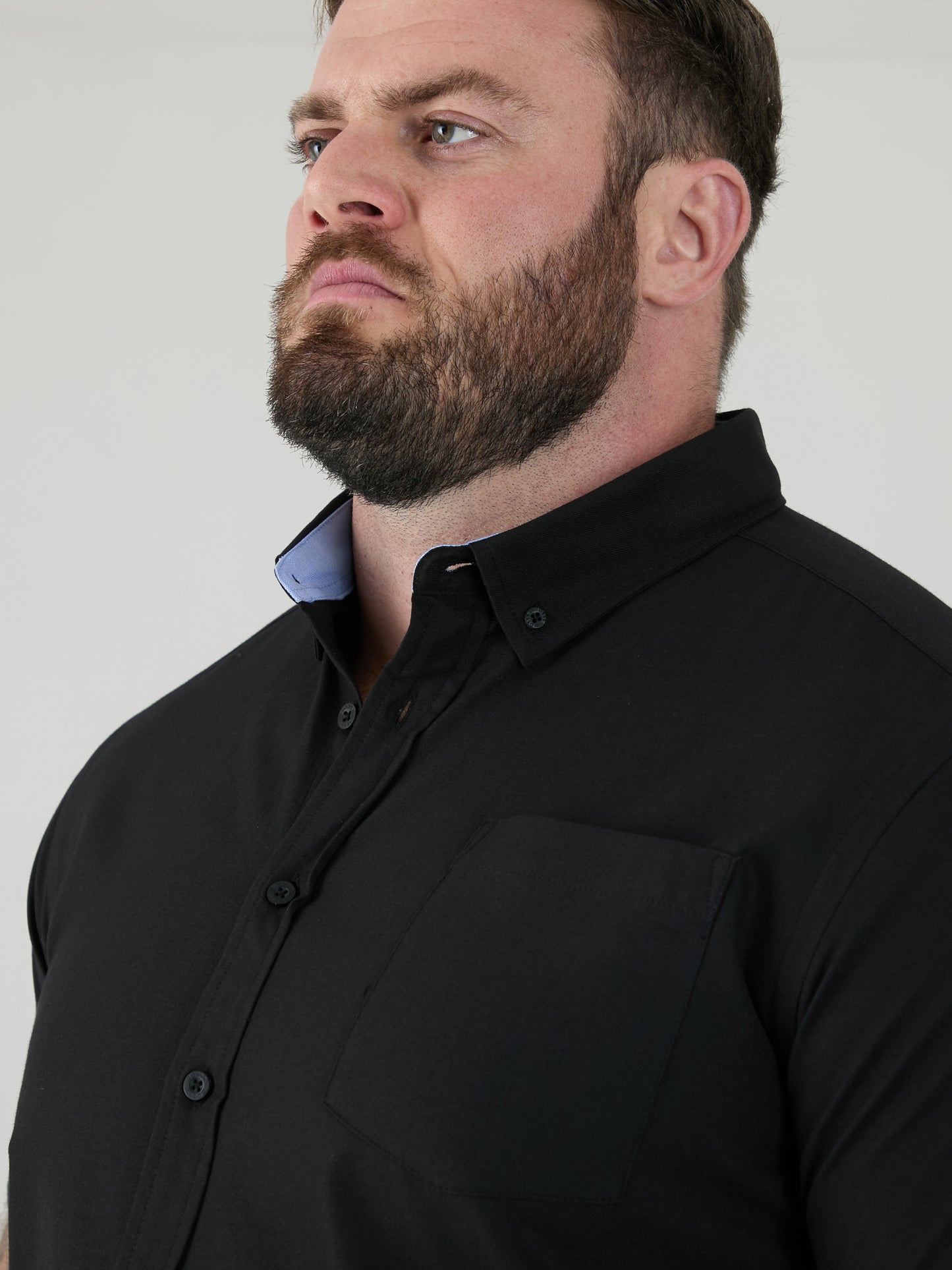 JAMES -D555 Black Classic Oxford Short Sleeve Button Down Shirt with Pocket