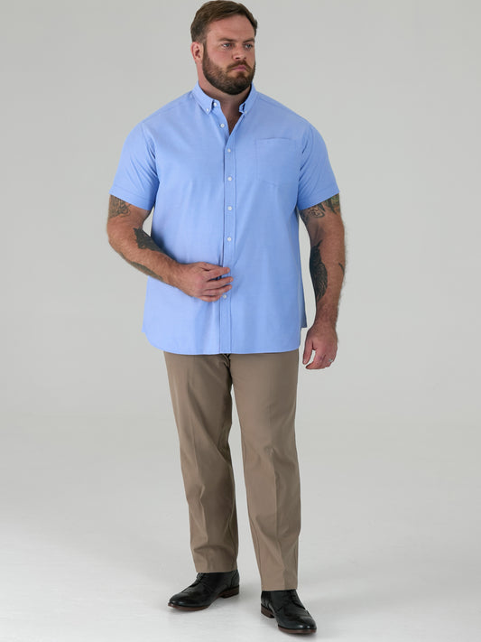 JAMES -D555 Sky Blue Classic Oxford Short Sleeve Button Down Shirt with Pocket