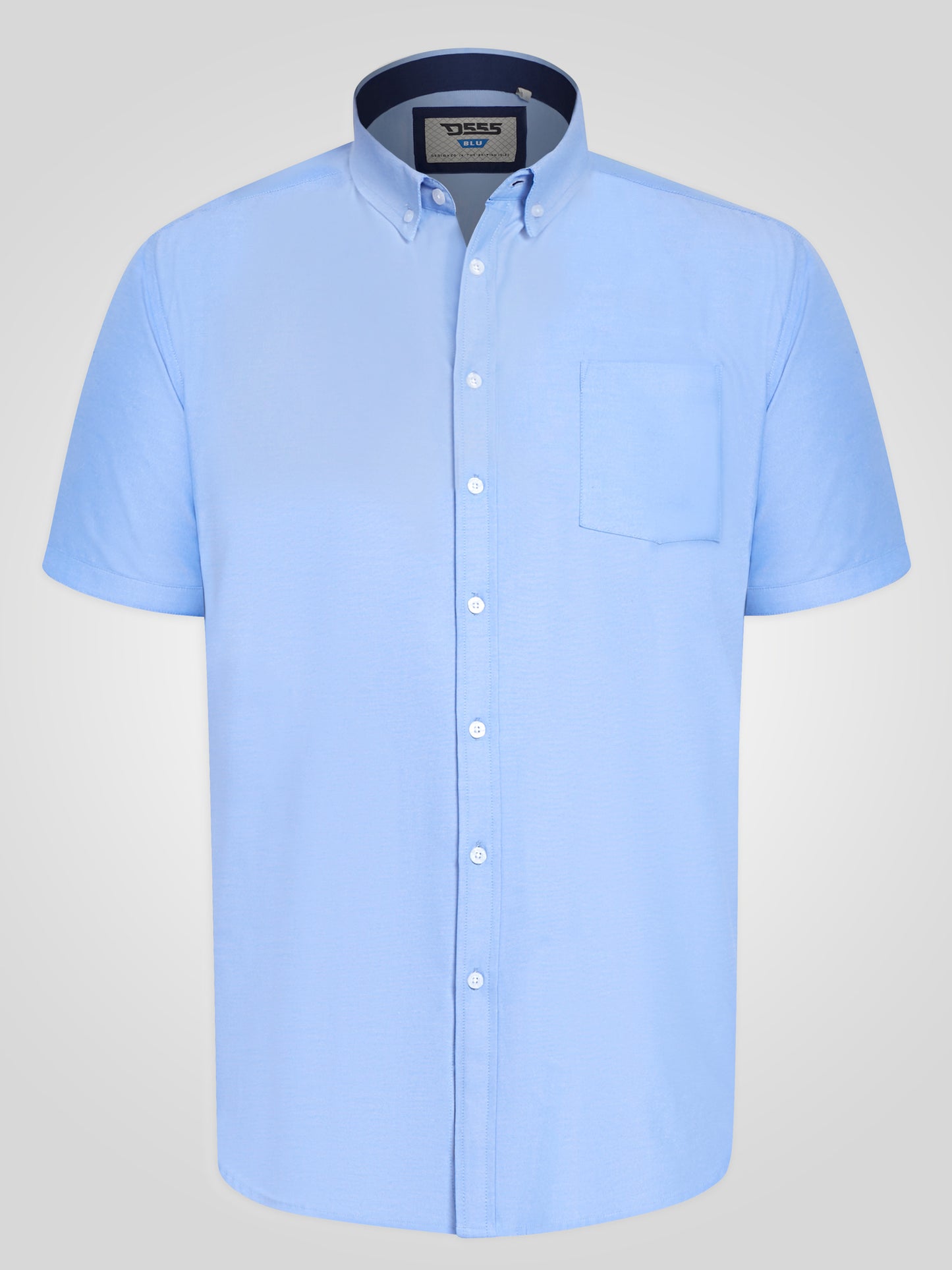 JAMES -D555 Sky Blue Classic Oxford Short Sleeve Button Down Shirt with Pocket