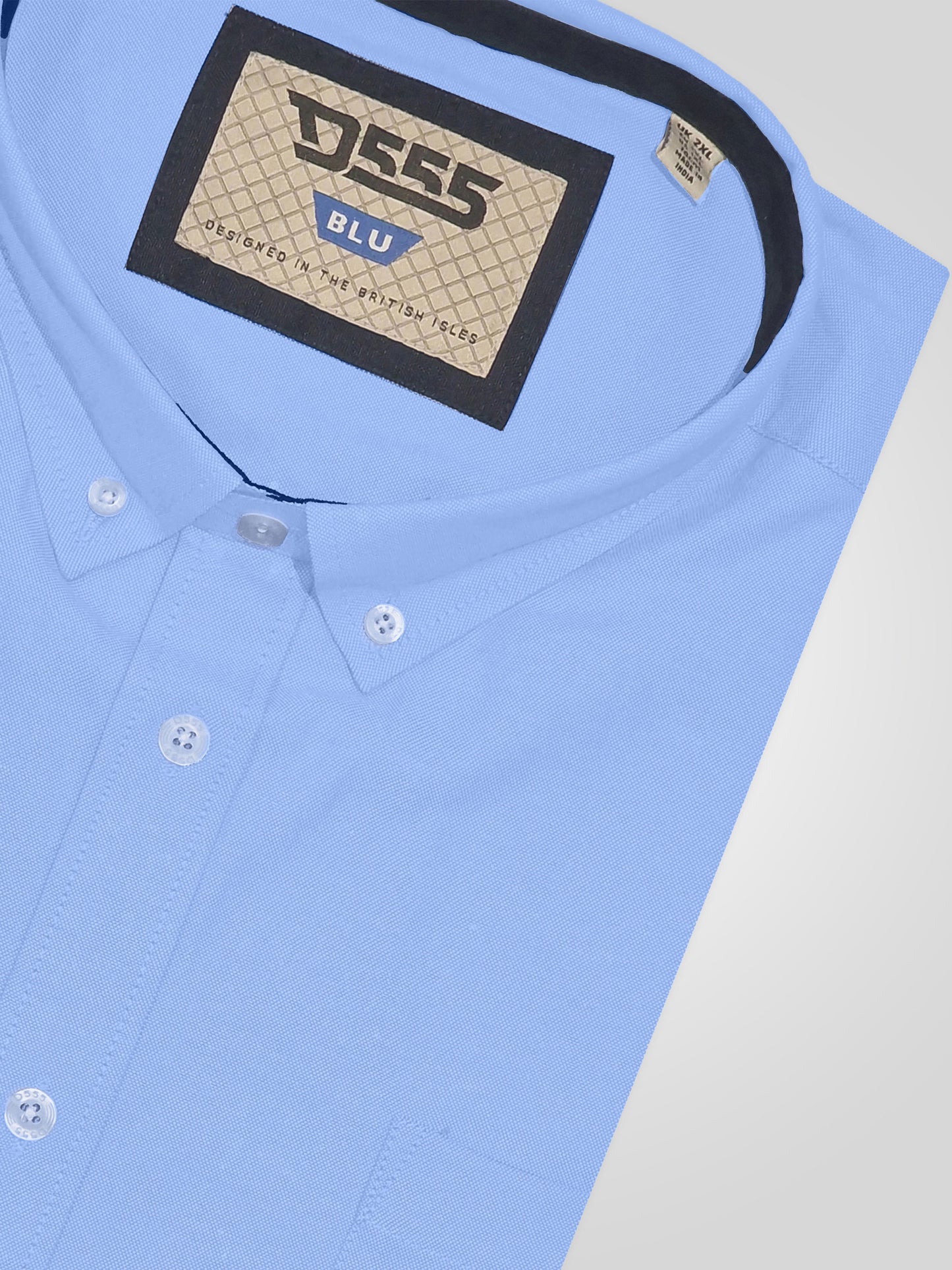 JAMES -D555 Sky Blue Classic Oxford Short Sleeve Button Down Shirt with Pocket