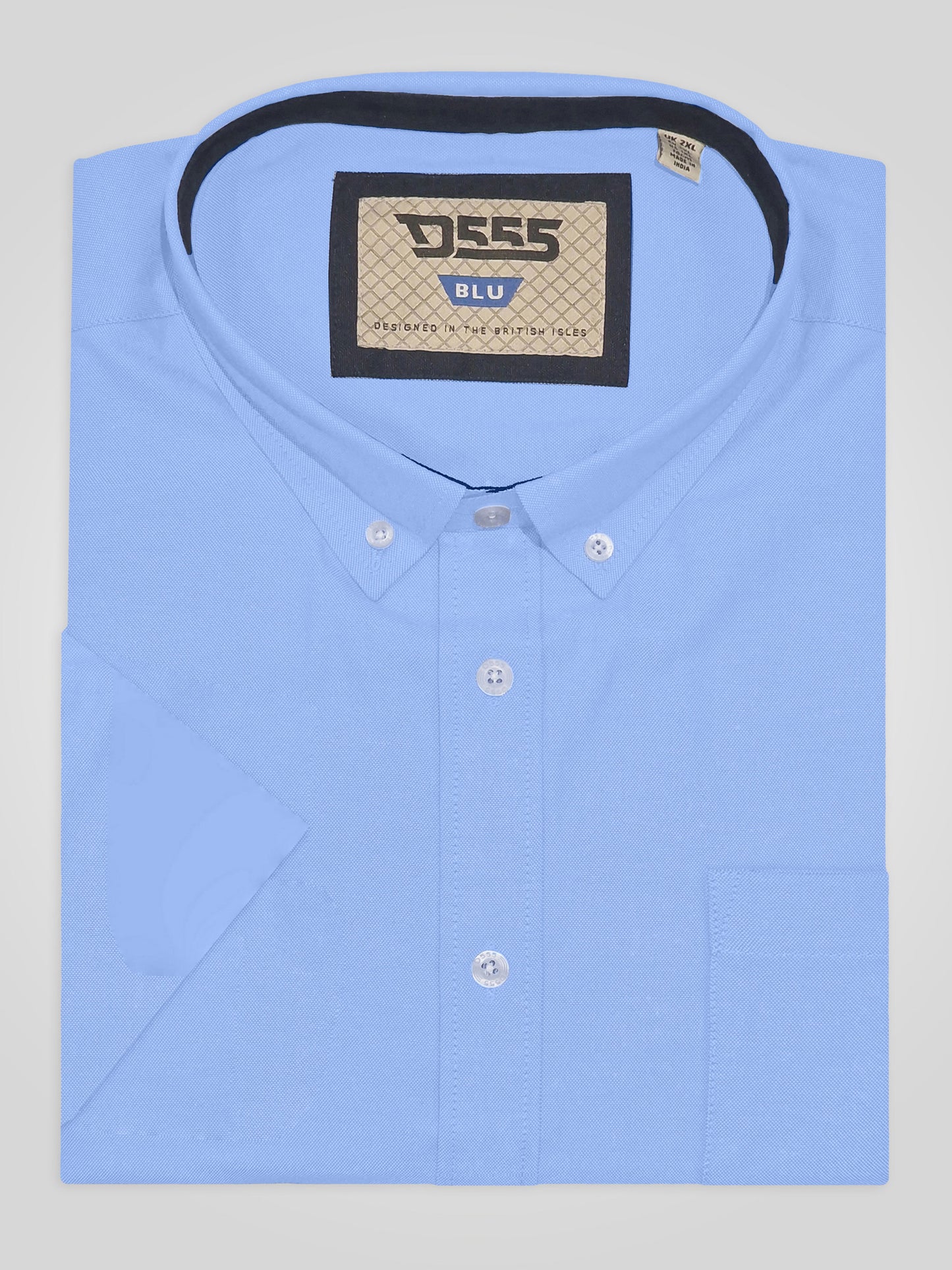JAMES -D555 Sky Blue Classic Oxford Short Sleeve Button Down Shirt with Pocket