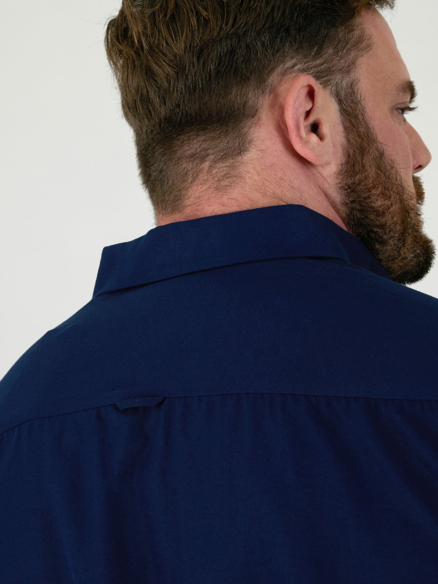 JAMES -D555 Navy Classic Oxford Short Sleeve Button Down Shirt with Pocket
