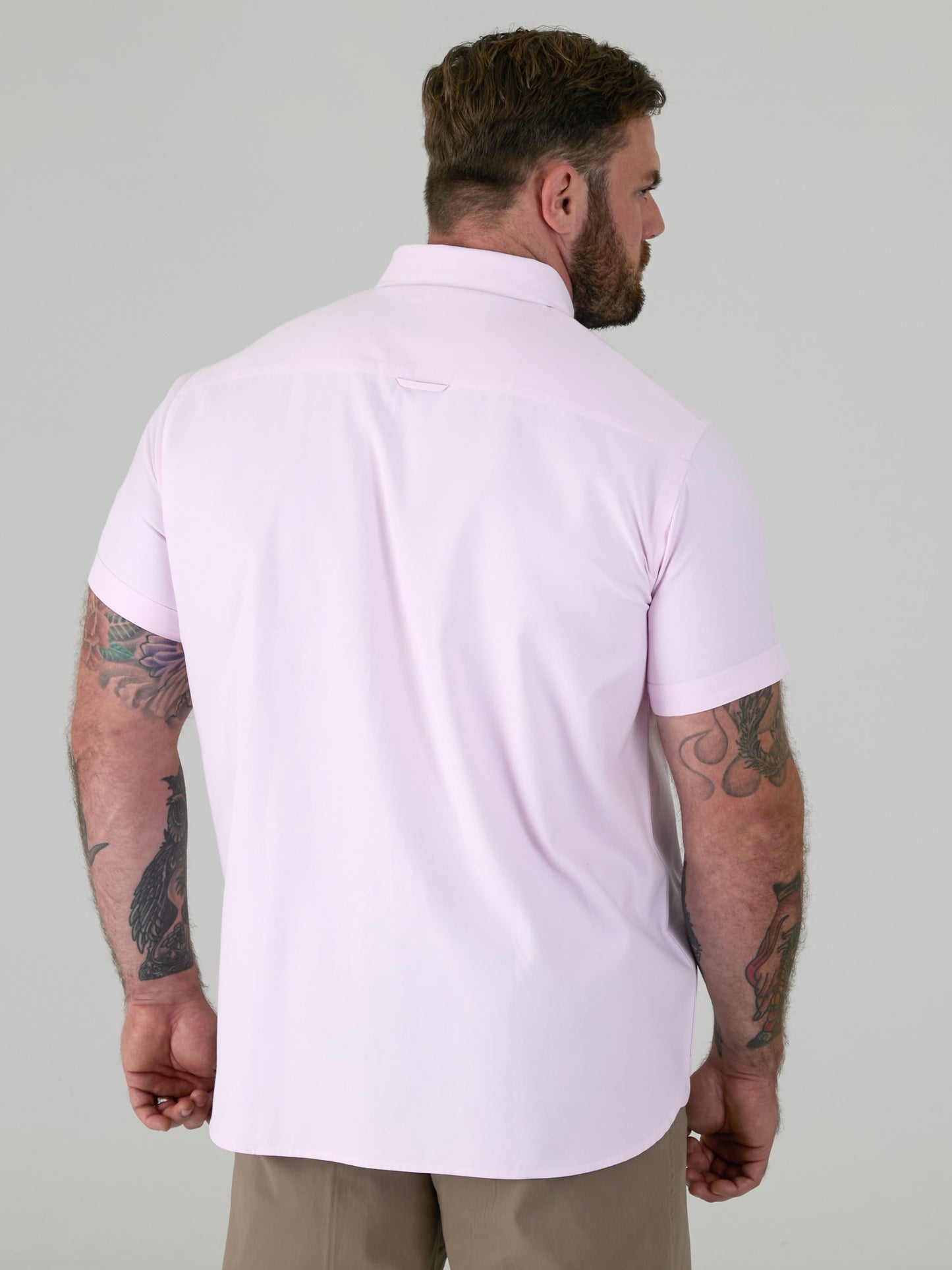 JAMES -D555 Pink Classic Oxford Short Sleeve Button Down Shirt with Pocket