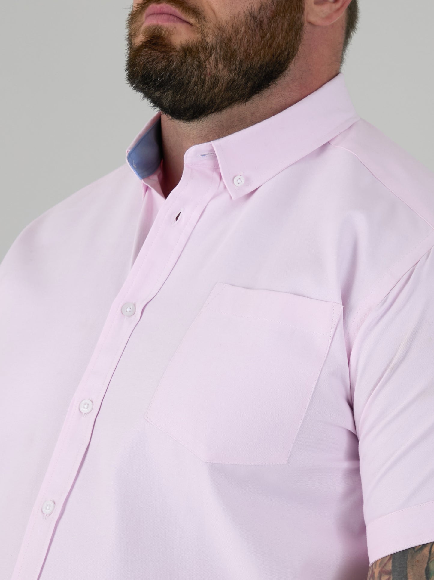 JAMES -D555 Pink Classic Oxford Short Sleeve Button Down Shirt with Pocket
